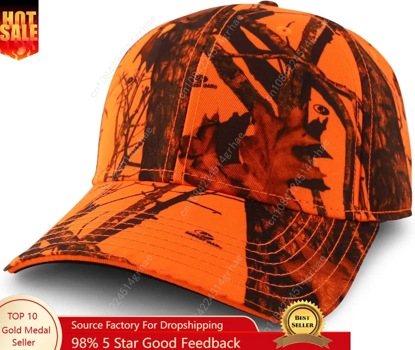 Velcro Oversize Hunting Camouflage and blaze orange hat